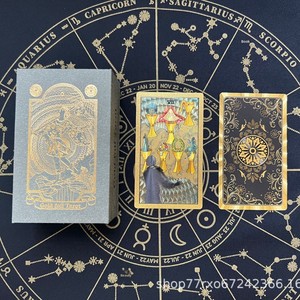 Cartas del <span class=keywords><strong>Tarot</strong></span> con Lámina Dorada, Juego Completo, Impresión a Color, PVC Impermeable, con Guía y Tapete para Principiantes, Juego de Mesa - Product Image 5