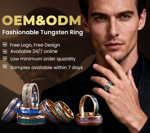 Bague en tungstène noir martelé 8MM avec incrustation d'<span class=keywords><strong>opale</strong></span> concassée et d'<span class=keywords><strong>opale</strong></span> galaxie, pour hommes et femmes, bagues de fiançailles, vente en gros - Product Image 4