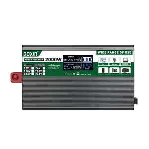 Doxin 2000W DC至交流电源逆变器12V 24v至110V 220V纯正弦波逆变器，带显示器和两个冷却风扇