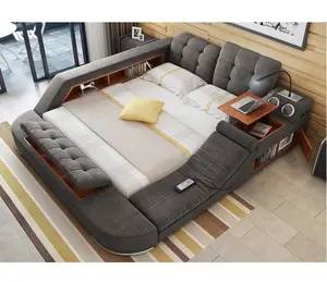CBMMART верхняя зернистая мебель для спальни Наборы большого размера Camas натуральные кожаные кровати для хранения