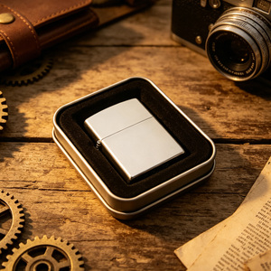 Briquet à kérosène en métal vierge à roue à silex, rechargeable à l'huile, avec logo personnalisé, vente en gros, OEM, ODM, directement de l'usine - Product Image 1