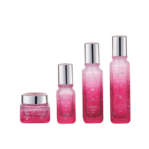 Nuevo Envase Cosmético de Vidrio con Fondo Cuadrado Yijings, Acabado Flor de Hielo Rojo Vino, Bomba Dosificadora para Lociones, 40-120mL, Envase para Cuidado de la Piel (50mL) - Product Image 1