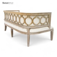 Französisches Design Doppelsitzer-Holzsofa mit Leinen und Knöpfen für Wohnzimmer, Esszimmer, Villen, Hotels, Hochzeiten - Fabrik-Großhandel