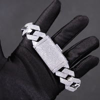 Chaîne cubaine en argent 925 de 20 mm à 4 rangs, chaîne cubaine en moissanite glacée, bijoux hip-hop, chaîne cubaine en moissanite, certificat Gra