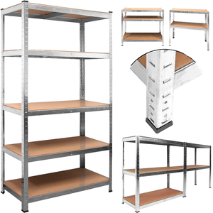 رفوف تخزين فولاذية تجارية إلكترونية بخمس طبقات، رفوف ثقيلة للمستودعات بدون براغي سهلة التركيب مع حماية ضد التآكل - Product Image 1