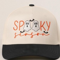 Gorra de 5 Paneles con Bordado de Fantasma, Nueva, Unisex, para Halloween, Viajes al Aire Libre, Estilo Casual para Fiestas