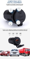 ABILKEEN-Adaptador de corriente impermeable para coche y motocicleta, cargador de enchufes, Interruptor táctil, 12V, 24V, QC3.0, QC4.0, enchufe de cargador USB Dual