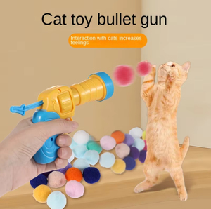 Jouet interactif moderne en peluche pour chat, pistolet lanceur miniature, jeux de tir avec balles en plastique, jouets pour animaux de compagnie, vente en gros - Product Image 1
