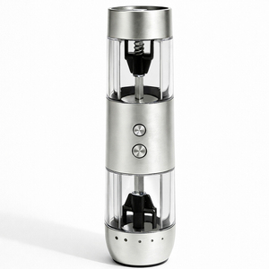 2 in 1 Stainless Steel Adjustable Coarseness Rechargeable Salt and <b>Pepper</b> Set With LED Light PM-004 2-in-1 Design Combines Salt - Product Image 1