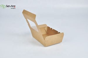 Senang01-caja de papel Kraft con tapa para llevar, caja desechable de fábrica, rectangular, venta al por mayor - Product Image 5