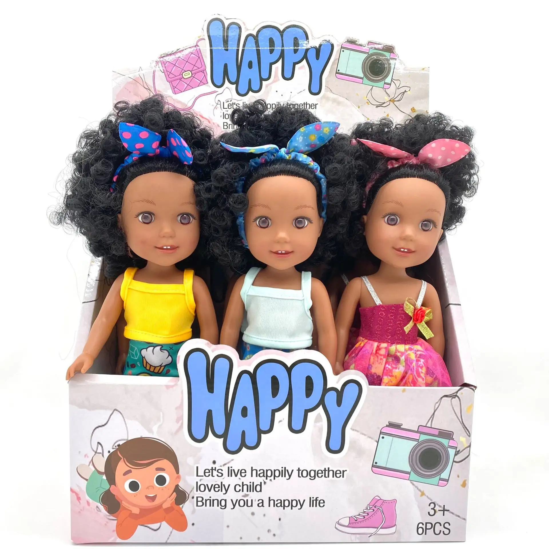 Trendy 14 inch vinyl 3D eyes dolls African baby girls realistic dolls with clothes