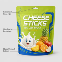 Sachet Doypack Mat Personnalisé avec Trou Euro pour Snacks de Fromage Sains, 25% Moins de Sucre, Emballage Alimentaire