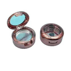 Paleta de sombra de ojos vacía, resaltador de polvo compacto, caja de embalaje con ventana, color oro rosa, diámetro de mm - Product Image 1