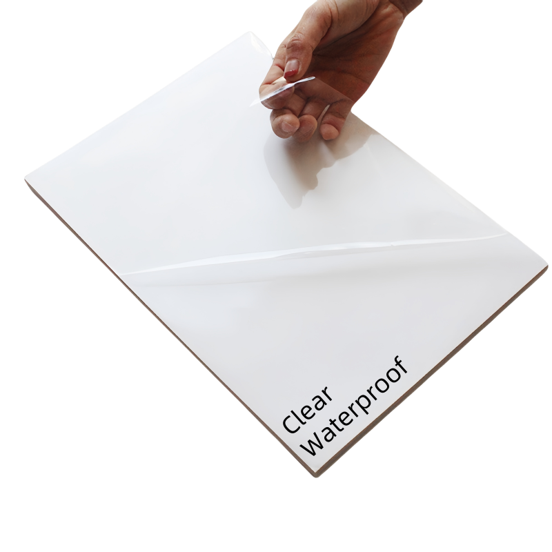 Premium Waterproof Fully Transparent Film Glossy Vinyl Self Adhesive Sticker Paper A4 Sheets for Inkjet Printer