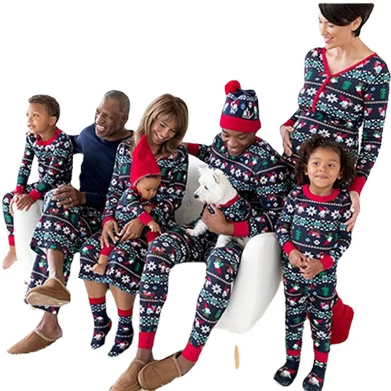 Family Matching Christmas Pajamas Set Holiday Santa Claus Christmas Pajamas Women for Couples and Kids