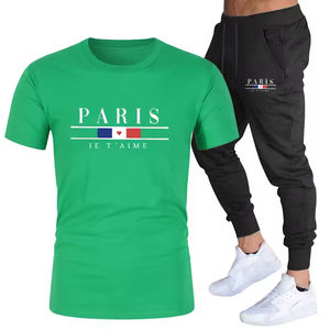 Conjunto de 2 Piezas de Pantalones Deportivos Largos de Manga Corta de Algodón Puro de Alta Calidad, Modernos y Versátiles para Hombre, Verano 2025 - Product Image 6