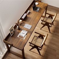 Bureau mural moderne en bois massif, bureau double rectangulaire, table longue, bureau de bureau simple en bois massif