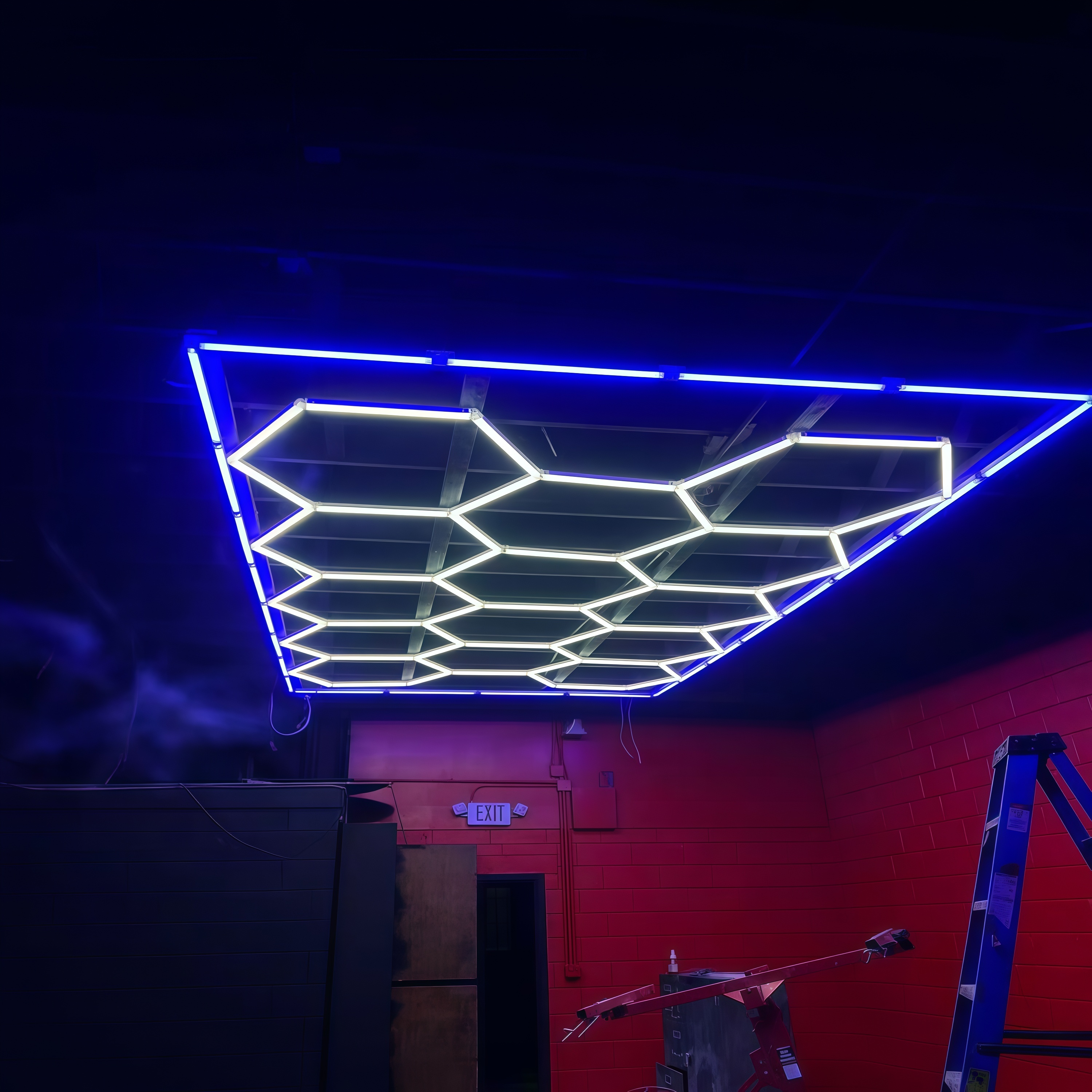 KCX AC85-265V Garage Ceiling Light Hexagon Lighting Honeycomb Barbershop Lamp Led Detailing Lights 14-Grid with Colored Border
