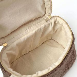 Teddy Plush Eco-Friendly Makeup Bag Custom Winter Soft Handle Zipper Closure Cosmetic <b>Storage</b> Organizer Large Sherpa for - Product Image 3