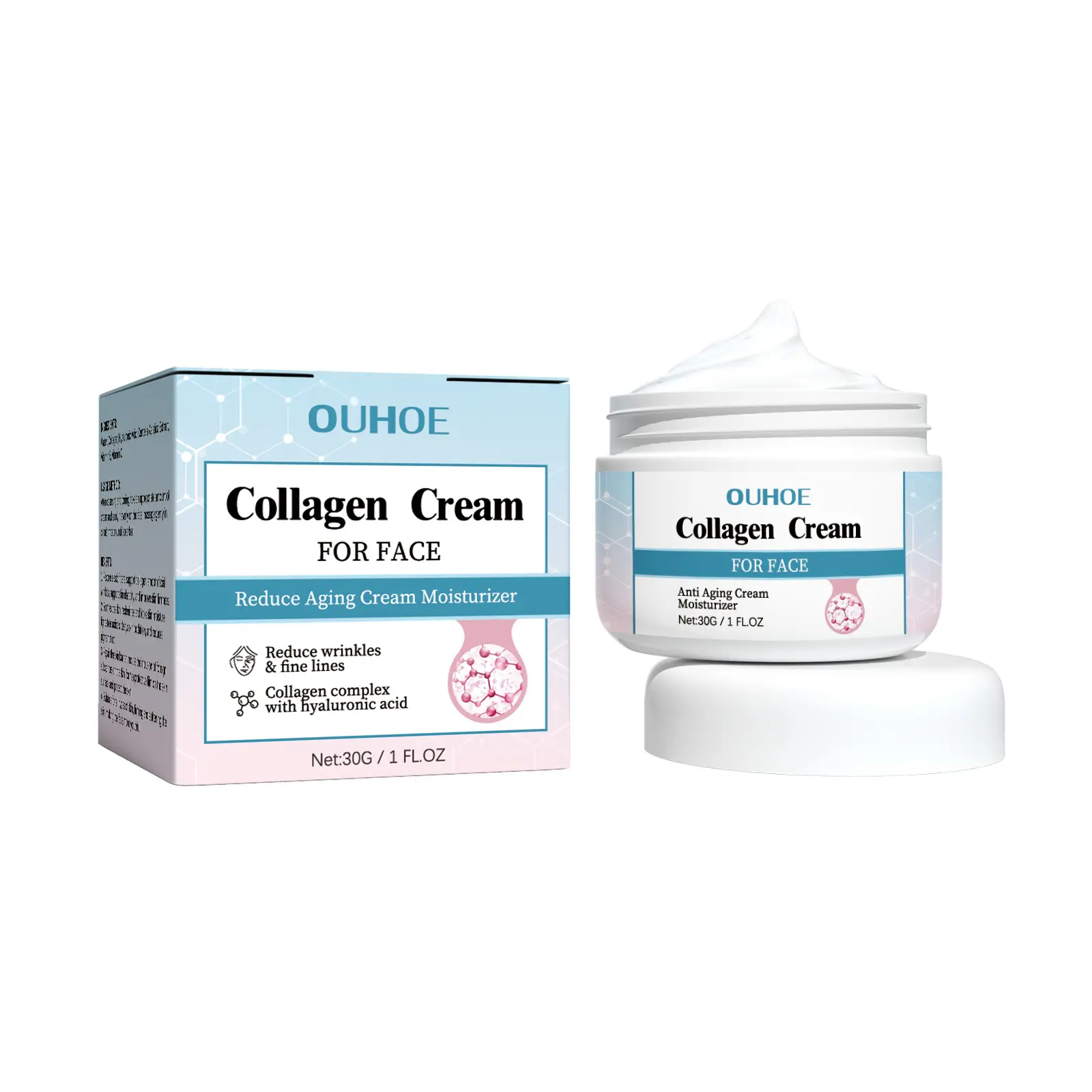 OUHOE crema antirughe al collagene adulti MSDS donna Private Label crema antirughe per lo sbiancamento del viso notte normale naturale