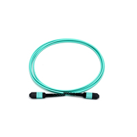 Kabel serat optik 1M MPO ke 4x Duplex LC OM3 8 Core