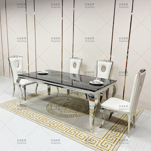 Hiện Đại Giá Rẻ 6 8 Chỗ Ngồi Bàn Ăn Nhà Máy Giá Phòng Ăn Đồ Nội Thất Bạc Chân Đá Cẩm Thạch Top Bàn Ăn Tối Và Ghế - Product Image 3