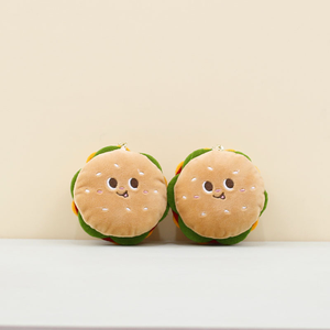 Grosir boneka mainan lembut Hamburger kartun lucu gantungan kunci liontin mewah kustom dengan lapisan jaring nilon untuk promosi hewan boneka - Product Image 2