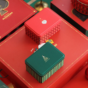 Decorative Christmas Rectangular Shape Metal Box Empty Cookie Tins