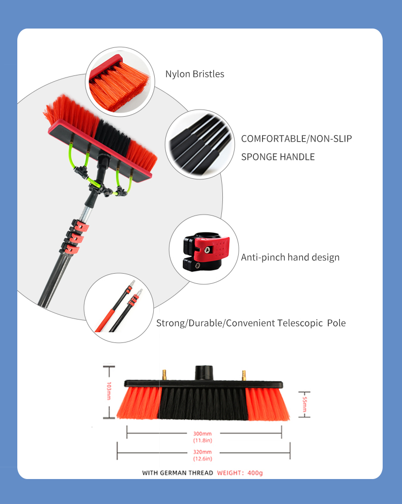 3.6/5.4/7.2/10/12 Aluminum Telescopic Solar Panel Cleaning Brush Window Cleaning