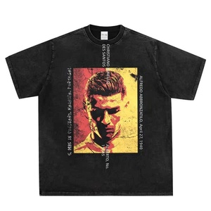 Camiseta de Hombre, 100% Algodón Jersey, Cuello Redondo, Manga Corta, Estilo Vintage, Holgada, Transpirable, con Logotipo de Personaje, Estilo Americano - Product Image 3