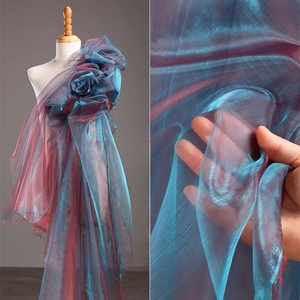 Due toni tessuto iridescente Organza per costumi di scena decorazione di nozze decorazioni asilo <span class=keywords><strong>e</strong></span> tessuto di design materiale artigianale - Product Image 2