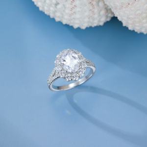 卸売りクラシックオーバルダブルロウフォークロー2CTモアッサナイトリングS925スターリングシルバーウェディング提案ギフトリング - Product Image 6