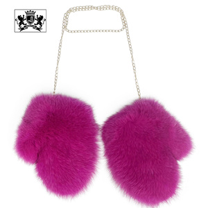 Gants en fourrure de renard Janefur, réputés pour leur chaleur hivernale, avec chaîne, style populaire, en vraie fourrure de renard pour femmes - Product Image 2