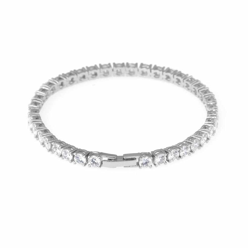 KRKC & CO Trang Sức Hip Hop 4MM 7Inch Vàng Trắng Iced Out Vòng Đeo Tay Đồng Thau Tennis