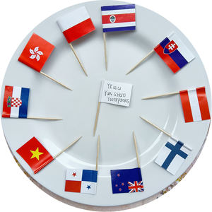 Fiesta Bar comida saludable personalizado madera cóctel palillo de dientes bandera poliéster Cos ta Rica bandera palillo de dientes bandera para Decoración - Product Image 6
