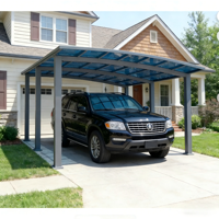 Abri de voiture simple en aluminium, imperméable, avec toit arqué extérieur et garage en polycarbonate résistant aux UV