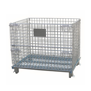Iron <b>Collapsible</b> Galvanized <b>Storage</b> Cage Stackable Wire Mesh Pallet Container for Warehouse Logistics Auto Parts <b>Storage</b> Cage - Product Image 1