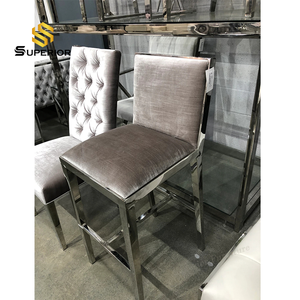 2023モダンステンレス鋼バースツールキッチン用シラデバープレーンラグジュアリーシルバーバーチェア - Product Image 2