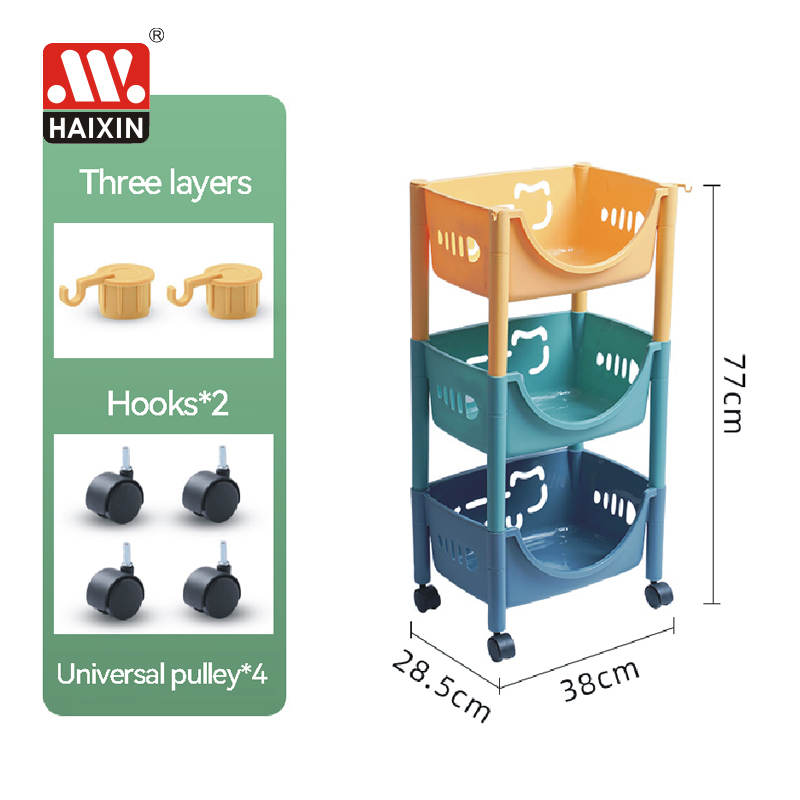 Scaffale a 3 livelli con ruote - Colorato - HXP00434
