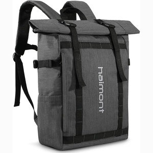 Free sample Cost of production <b>Recycled</b> polyester canvas laptop top roll <b>backpack</b> of superior quality for outdoor use - Product Image 1
