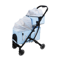Poussette double pour animaux de compagnie à 4 roues, poussette de voyage pour chat, poussette pour chien, sac de voyage pour chien détachable, portable et pliable