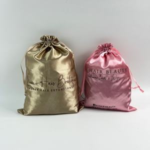 Sac de rangement anti-poussière personnalisé de luxe avec logo, emballage de perruque, sac à cordon en satin de soie, sac anti-poussière en satin pour les petites entreprises - Product Image 1