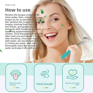 Grattoir à <span class=keywords><strong>langue</strong></span> en silicone et acier inoxydable, poignée antidérapante, design laser, éliminateur de mauvaise haleine, outil de soin buccal réutilisable pour adultes - Product Image 4