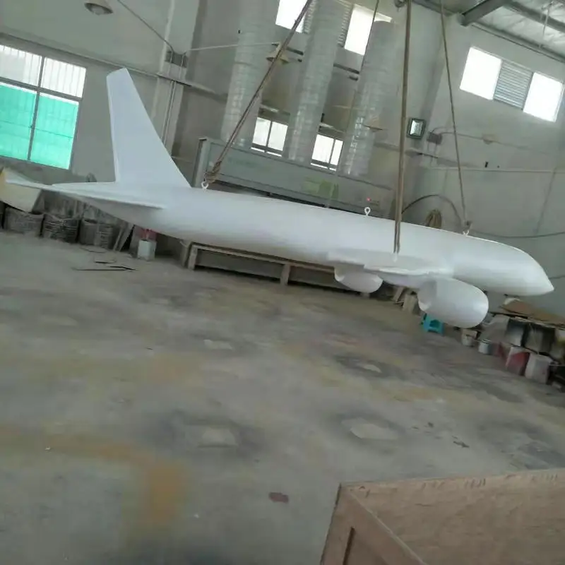 Gran modelo de avión de fibra de vidrio escultura modelo de avión de fibra de vidrio pantalla para exposición