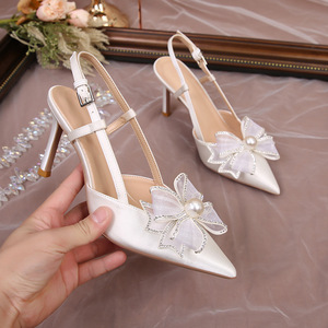 Huidong contea 2023 estate fiocco di pizzo Baotou con tacco Fine sandali vuoti rimovibili capelli Sexy - Product Image 3
