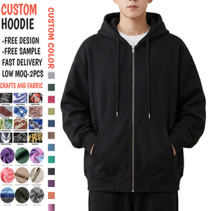 Sweat à capuche zippé uni vierge à bas prix pour la vente en gros, 6701, impression sérigraphique, logo personnalisé, poids lourd 380 g/m², coupe ample, unisexe, streetwear - Product Image 1