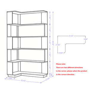 Corner Bookshelf Set Of 2 Dark Brown 90 Cm Space Saving Extendable Display <b>Shelf</b> For Home Office Storage - Product Image 6