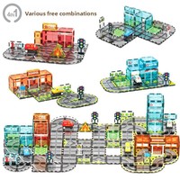 WISE FOREST Rompecabezas Educativo para Niños, Bloques de Construcción Magnéticos de Plástico Coloridos, Juguete con Pista de Carreras Eléctrica para Vehículos