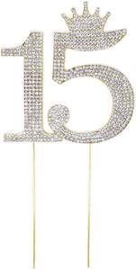 Número <span class=keywords><strong>15</strong></span> decoración rhinestone corona <span class=keywords><strong>pastel</strong></span> Topper para <span class=keywords><strong>15</strong></span> aniversario <span class=keywords><strong>pastel</strong></span> - Product Image 2