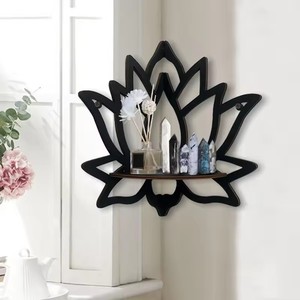 Lotus en bois creux support décoratif aromathérapie organisateur huile essentielle <span class=keywords><strong>bougeoir</strong></span> étagère murale étagère d'angle - Product Image 5